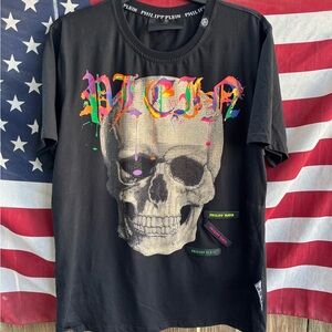 Phillip Plein Homme  rhinestones skull t-shirt fits size M-L